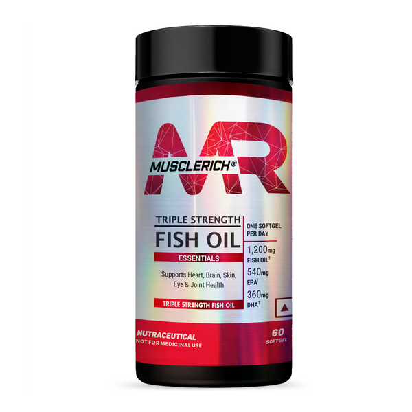 MuscleRich Triple Strength Fish Oil (Supports Heart, Brain, Skin, Eye & Joint Health) 60 Softgel