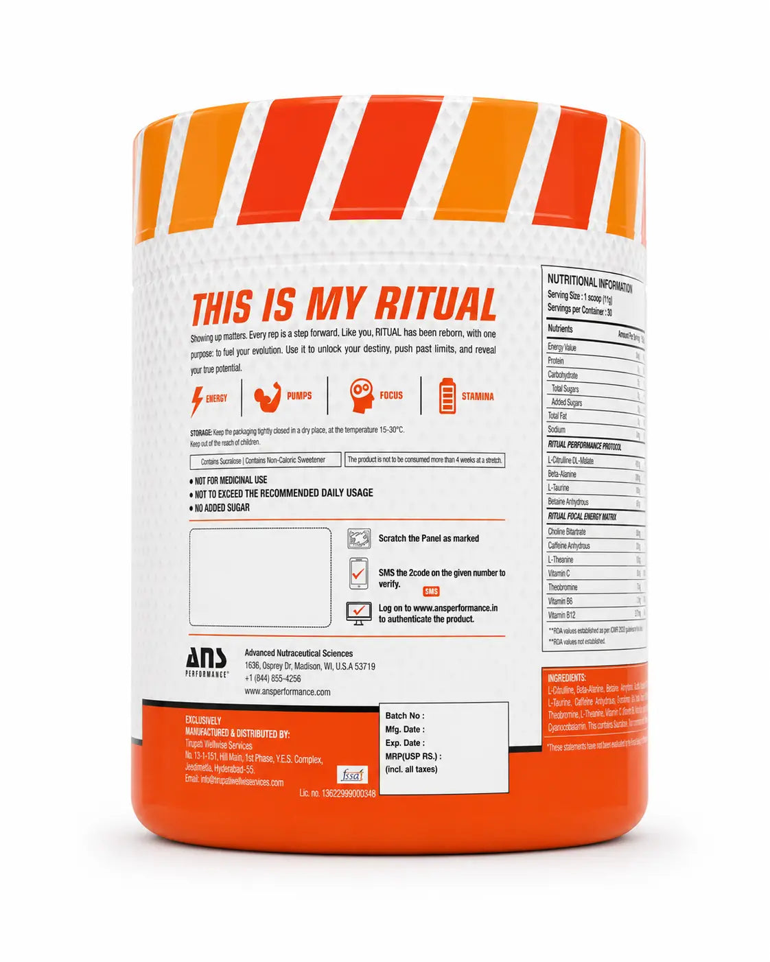 ANS Performance Ritual Pre-Workout Product vendor