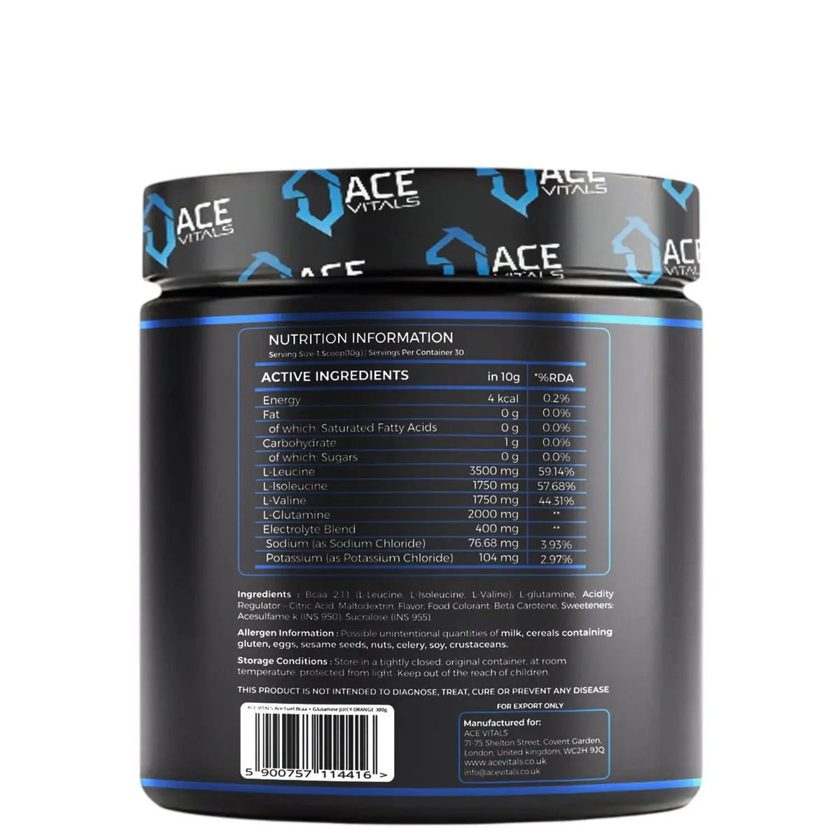 Ace Vitals AceFuel BCAA+Glutamine | Mfg: European Union Product vendor