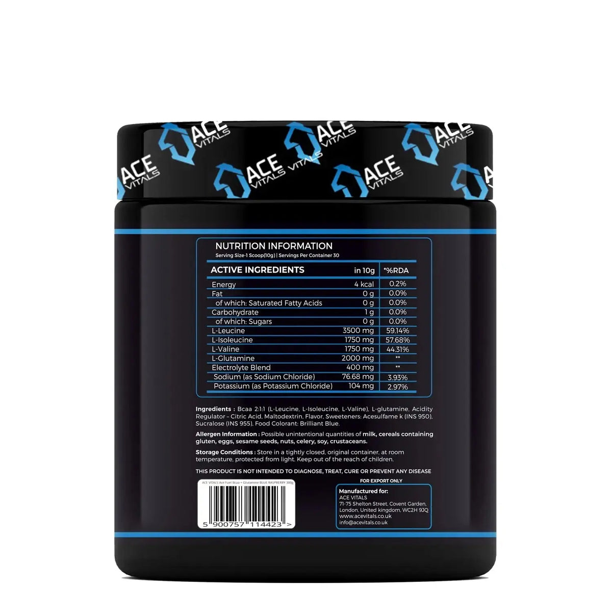 Ace Vitals AceFuel BCAA+Glutamine | Mfg: European Union Product vendor