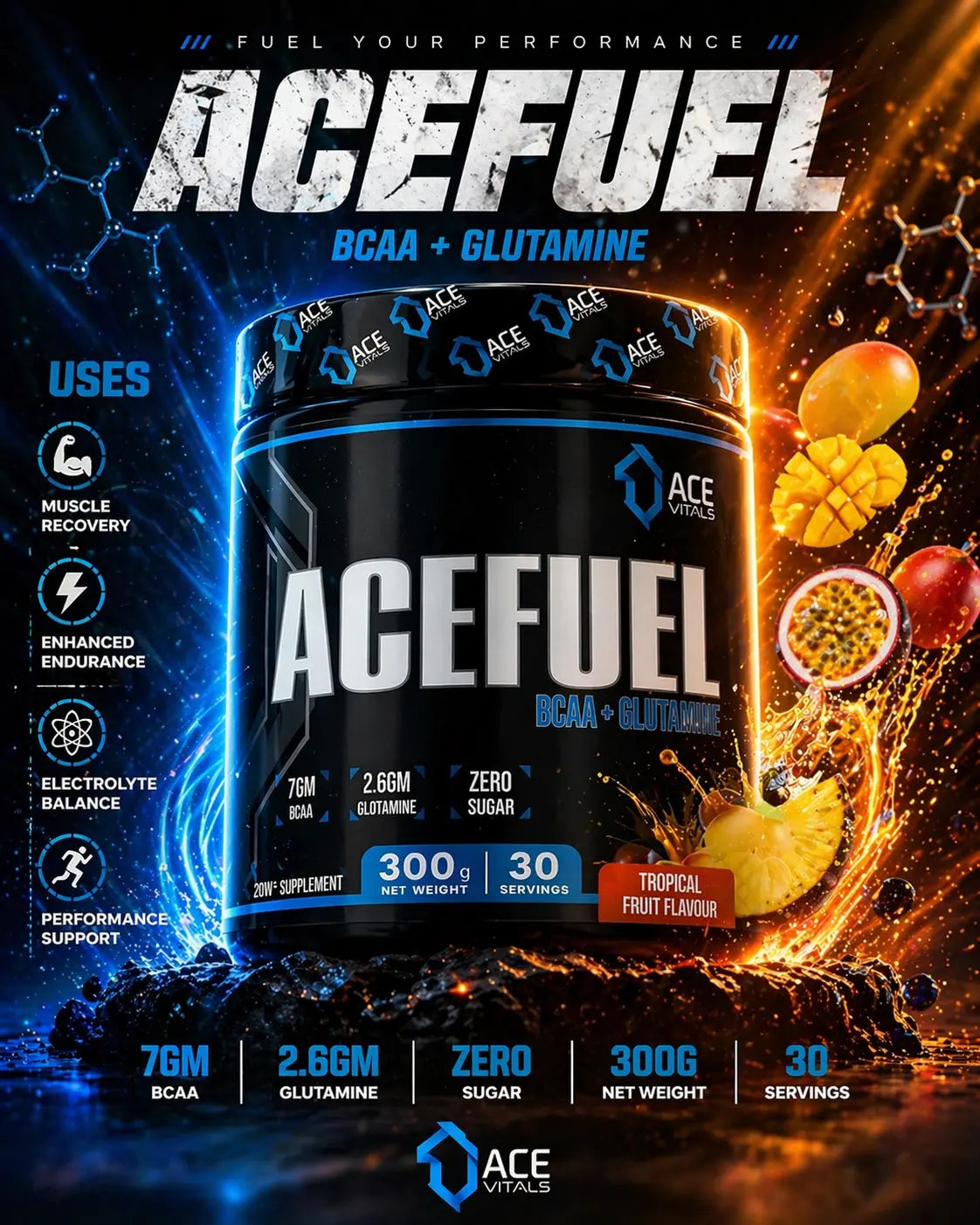 Ace Vitals AceFuel BCAA+Glutamine | Mfg: European Union Product vendor