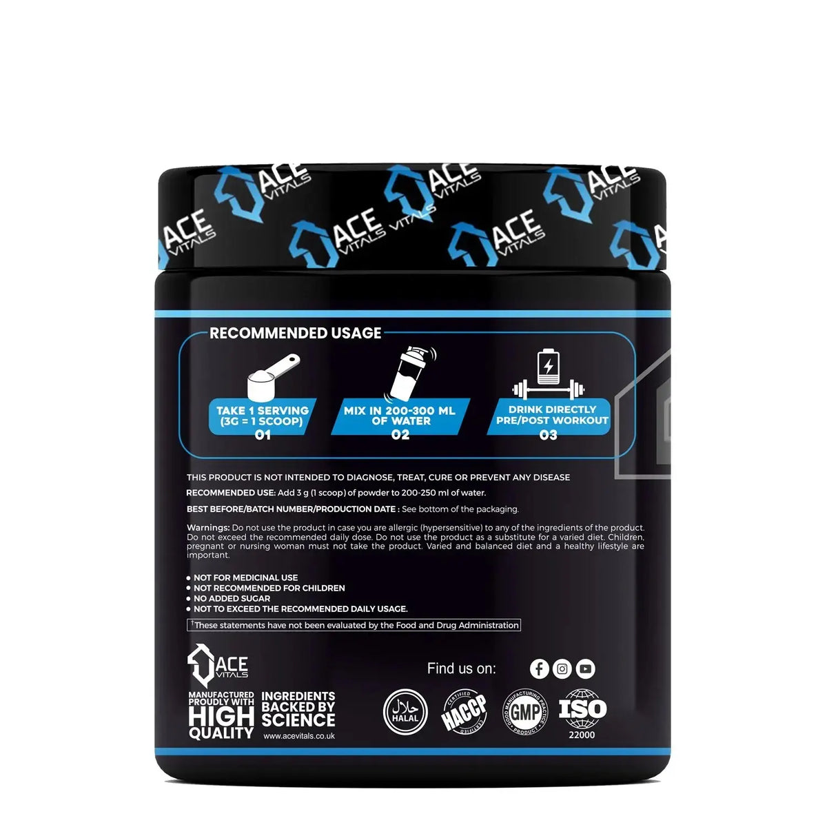 Ace Vitals Creatine 300g | 100 Servings | Mfg: European Union Product vendor