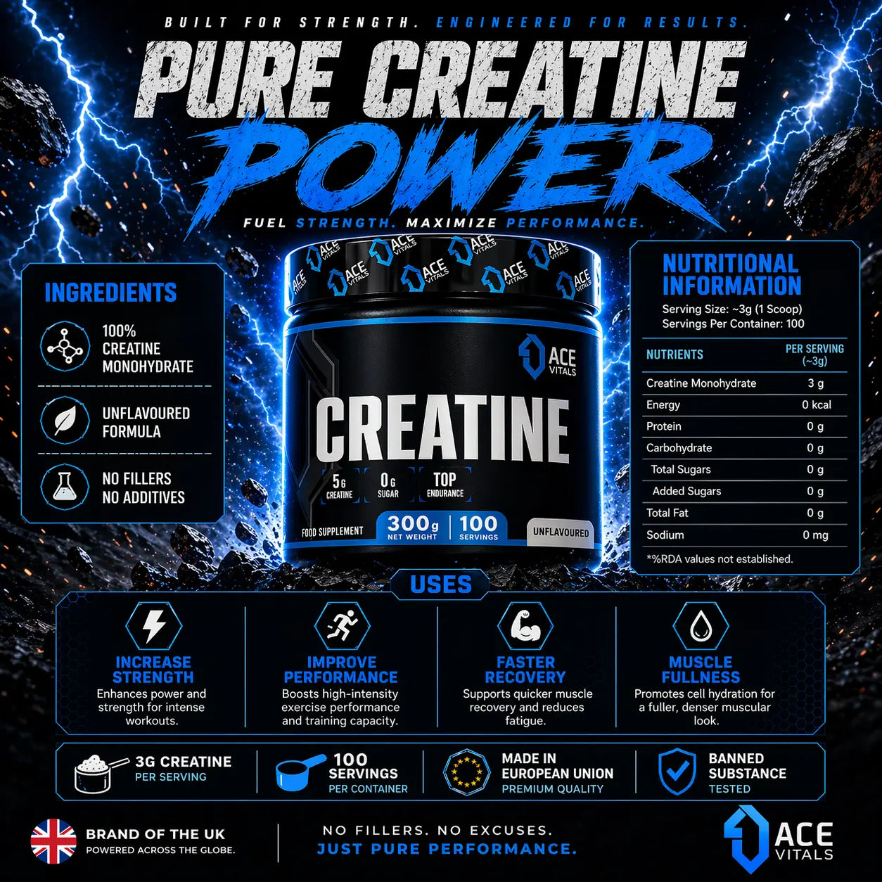 Best Creatine Online - Ace Vitals 300g – Body Building India