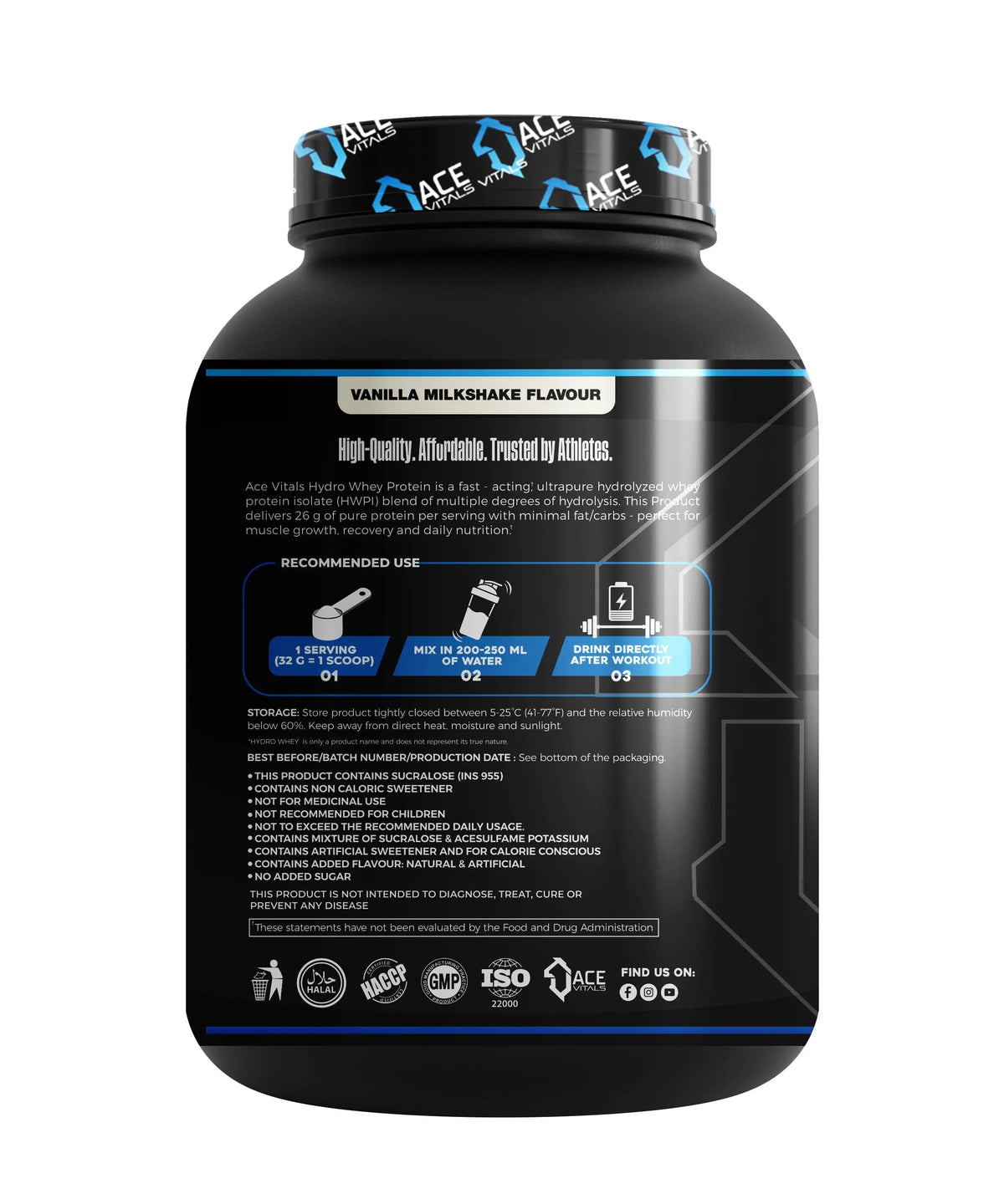 Ace Vitals Hydro Whey Protein – 26g European Hydrolyzed Protein, Ultra-Fast Absorption Product vendor