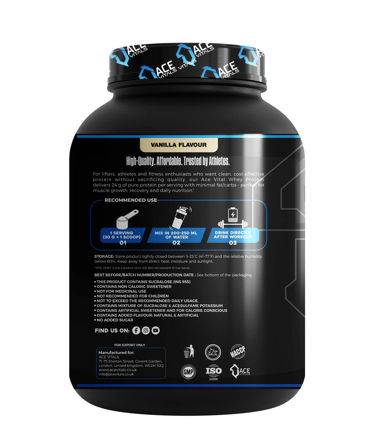 Ace Vitals Vital Whey – Premium European Whey Protein, 24g Protein, No Added Sugar Product vendor