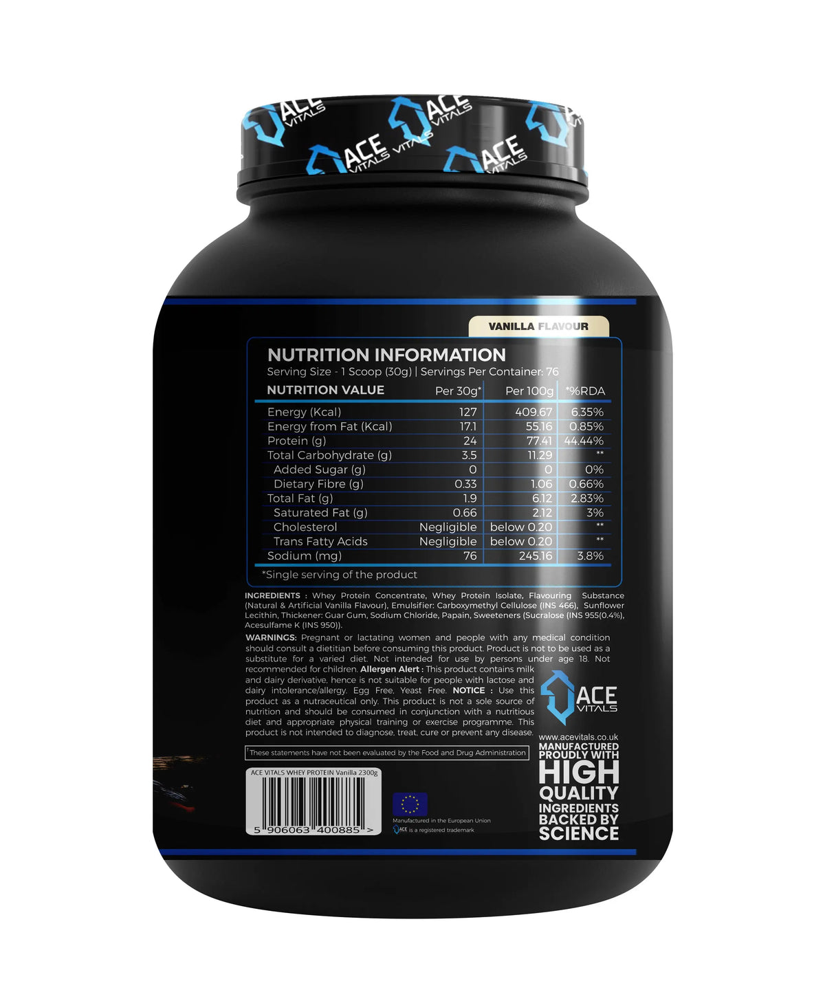 Ace Vitals Vital Whey – Premium European Whey Protein, 24g Protein, No Added Sugar Product vendor