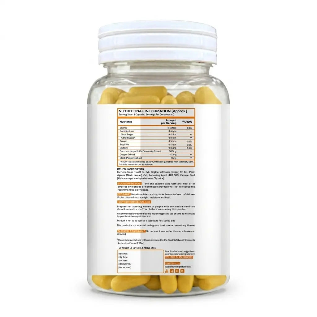 BBI Curcumin 95% Curcuma Longa with Ginger & Black Pepper Extract – Joint & Immunity Support | 60 Capsules Product vendor