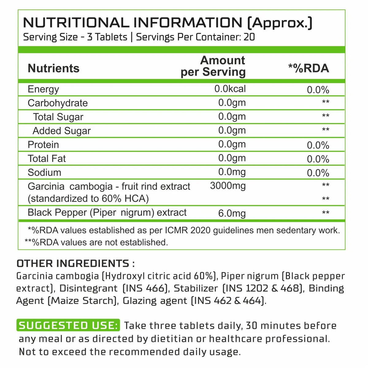 BBI Garcinia Cambogia Supplement – Natural Weight Management & Metabolism Support | 60 Tablets Product vendor