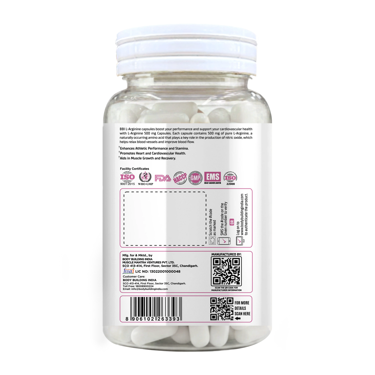 BBI L-Arginine Plus Capsules – Nitric Oxide Booster, Blood Flow & Workout Performance (60 Capsules) Product vendor