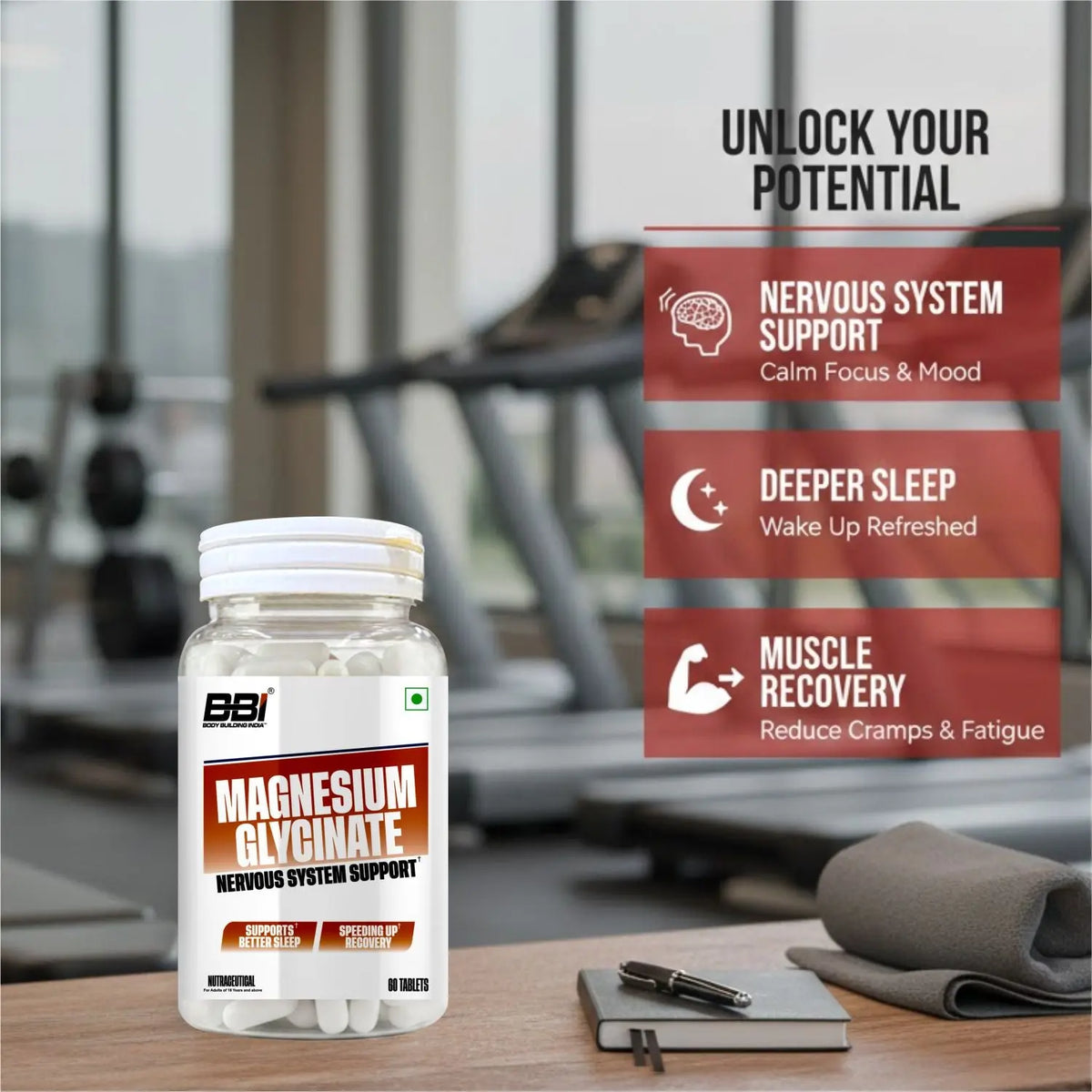 BBI Magnesium Glycinate Supplement – Highly Absorbable Magnesium for Sleep, Stress & Muscle Health | 60 Tablets Product vendor
