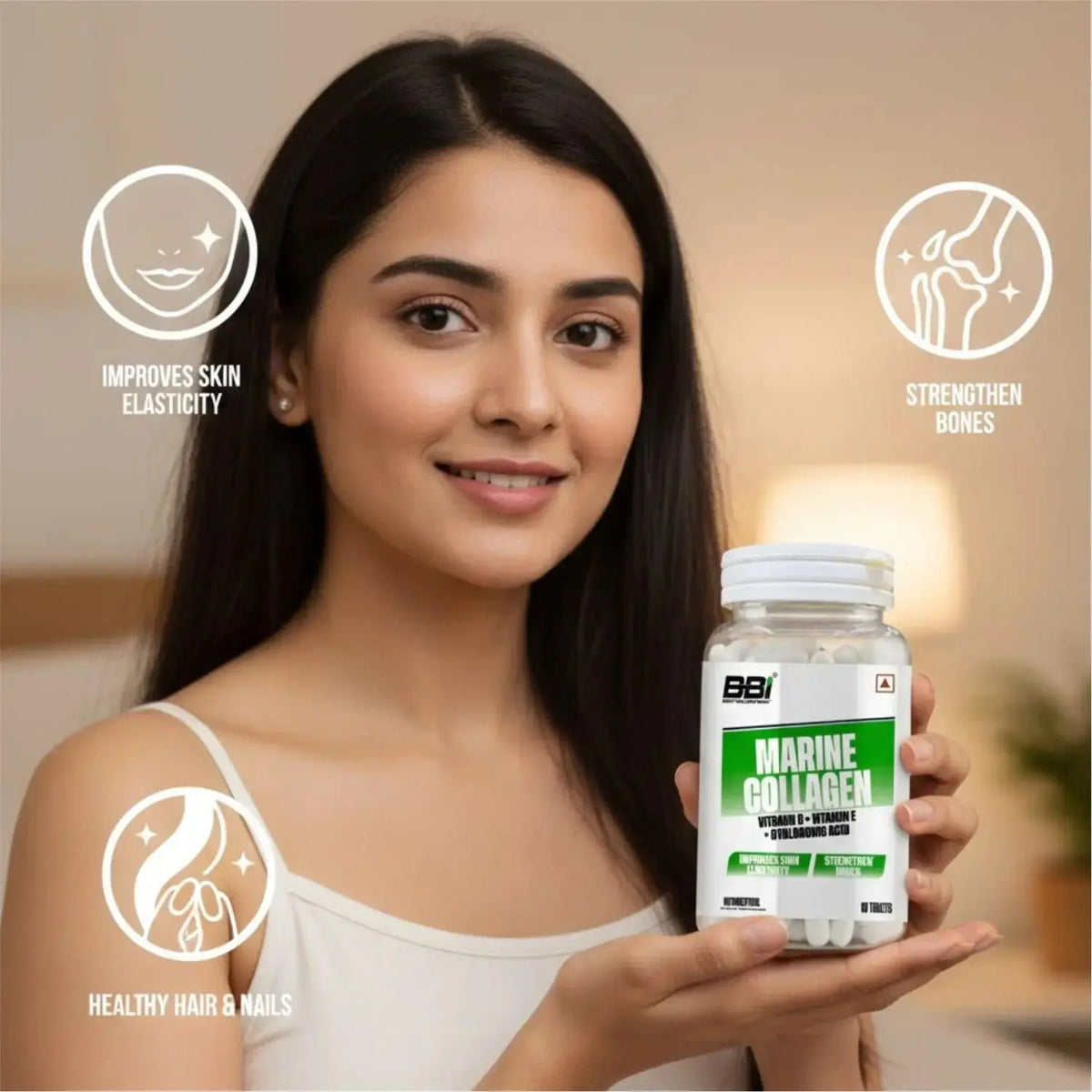 BBI Marine Collagen Supplement – Skin Elasticity, Hair Growth & Joint Health | 60 Tablets Product vendor