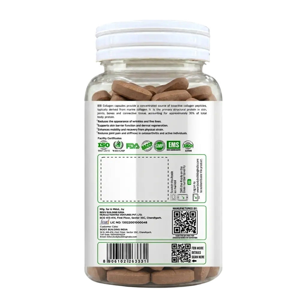 BBI Marine Collagen Supplement – Skin Elasticity, Hair Growth & Joint Health | 60 Tablets