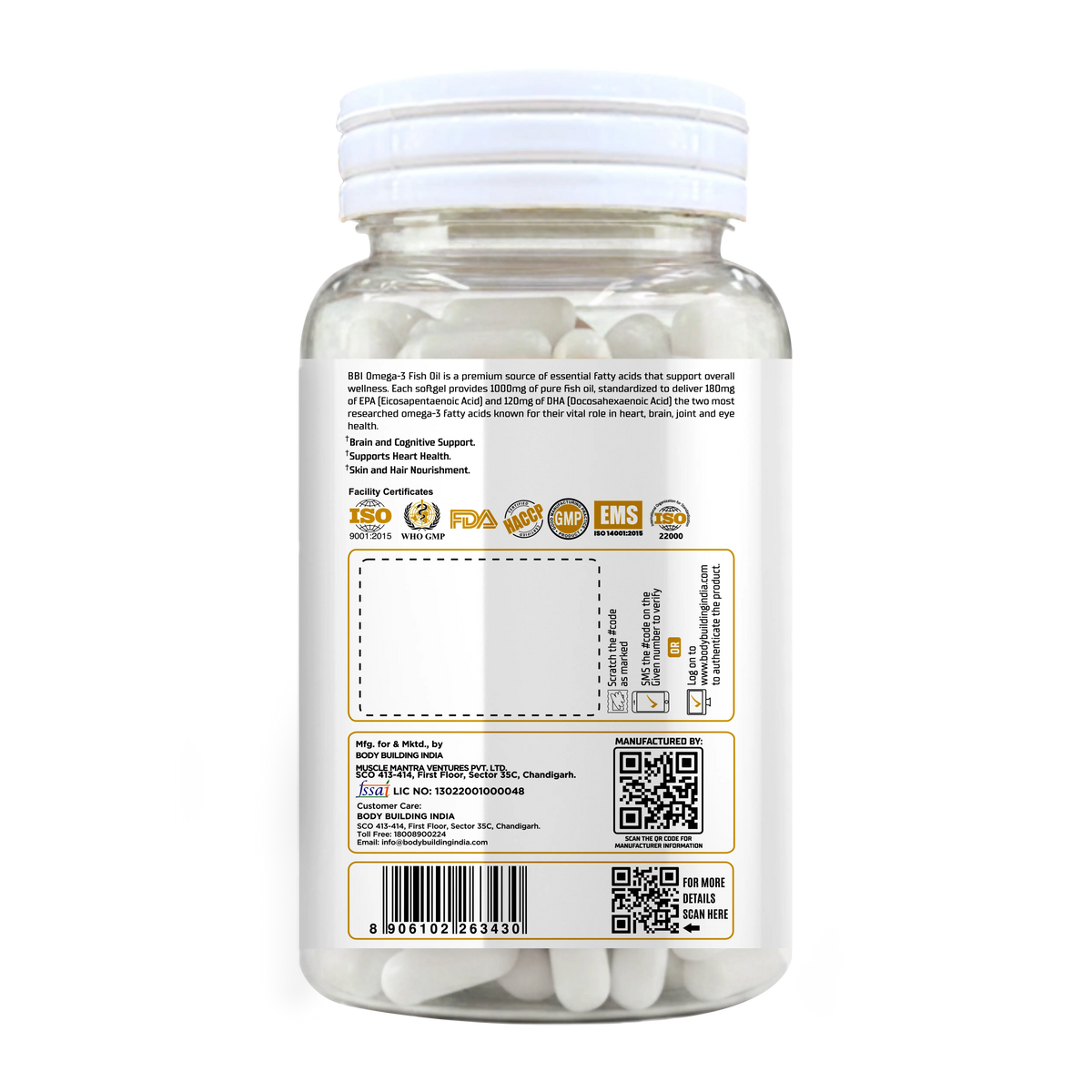 BBI Omega-3 Fish Oil Supplement – EPA & DHA for Heart, Brain & Joint Support | 60 Softgels Product vendor