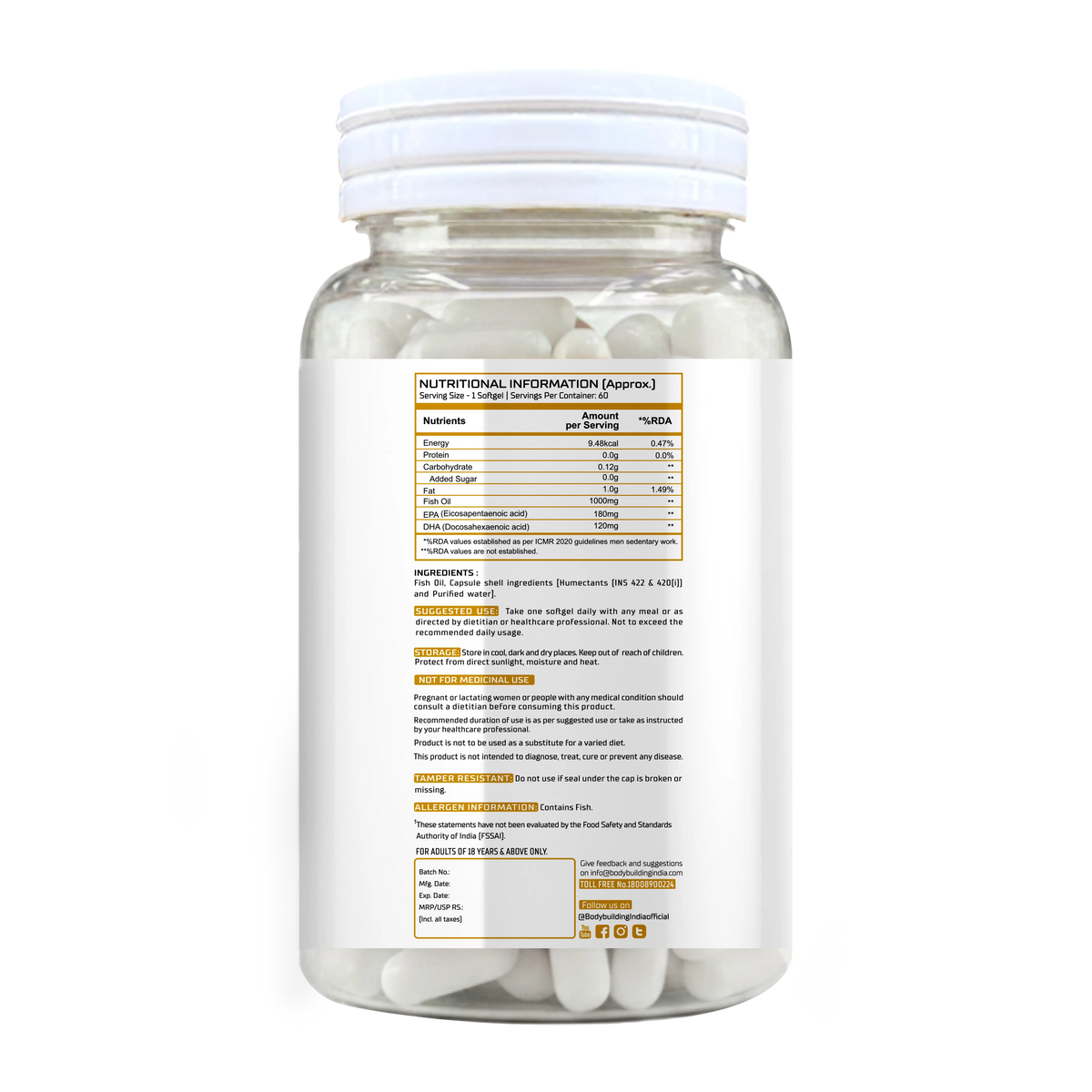 BBI Omega-3 Fish Oil Supplement – EPA & DHA for Heart, Brain & Joint Support | 60 Softgels Product vendor