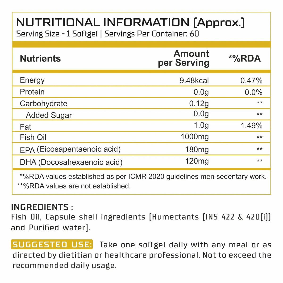 BBI Omega-3 Fish Oil Supplement – EPA & DHA for Heart, Brain & Joint Support | 60 Softgels Product vendor
