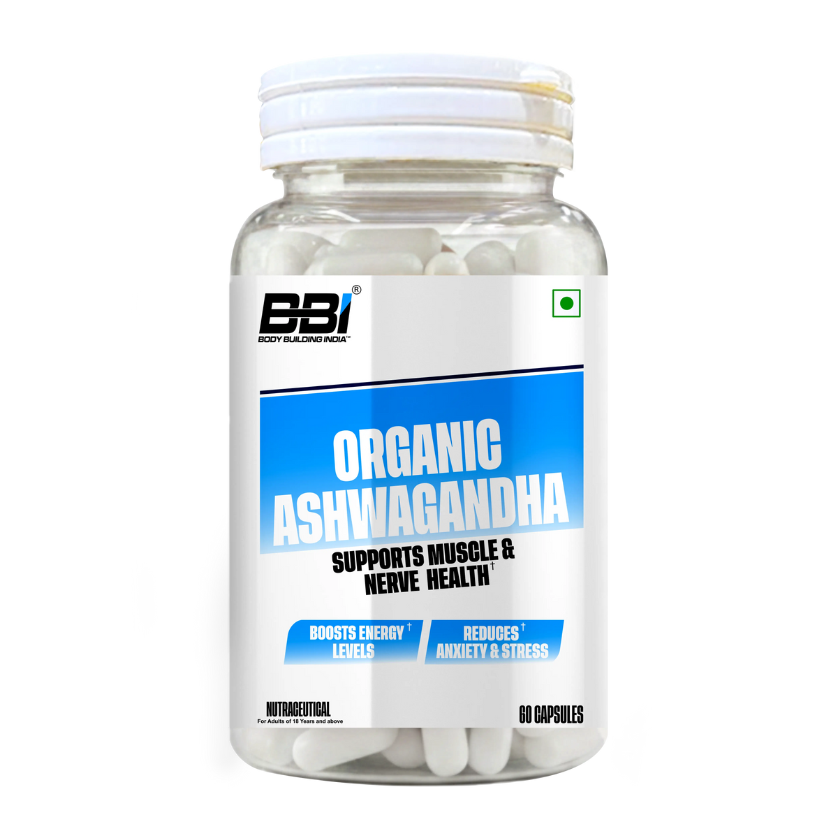 BBI Organic Ashwagandha Supplement – Stress Management, Strength & Wellness Support | 60 Caps Product vendor