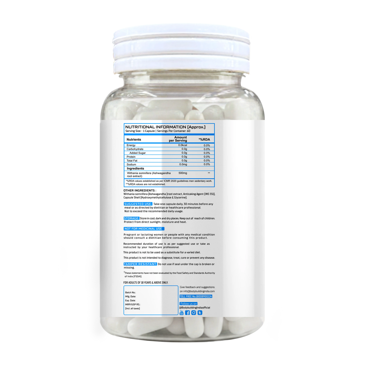 BBI Organic Ashwagandha Supplement – Stress Management, Strength & Wellness Support | 60 Caps Product vendor