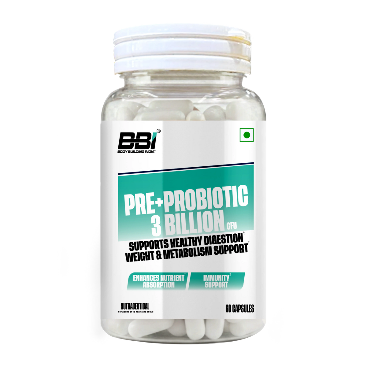 BBI Pre+Probiotic 3 Billion CFU - Supports Healthy Digestion, Weight & Metabolism Support | 60caps Product vendor