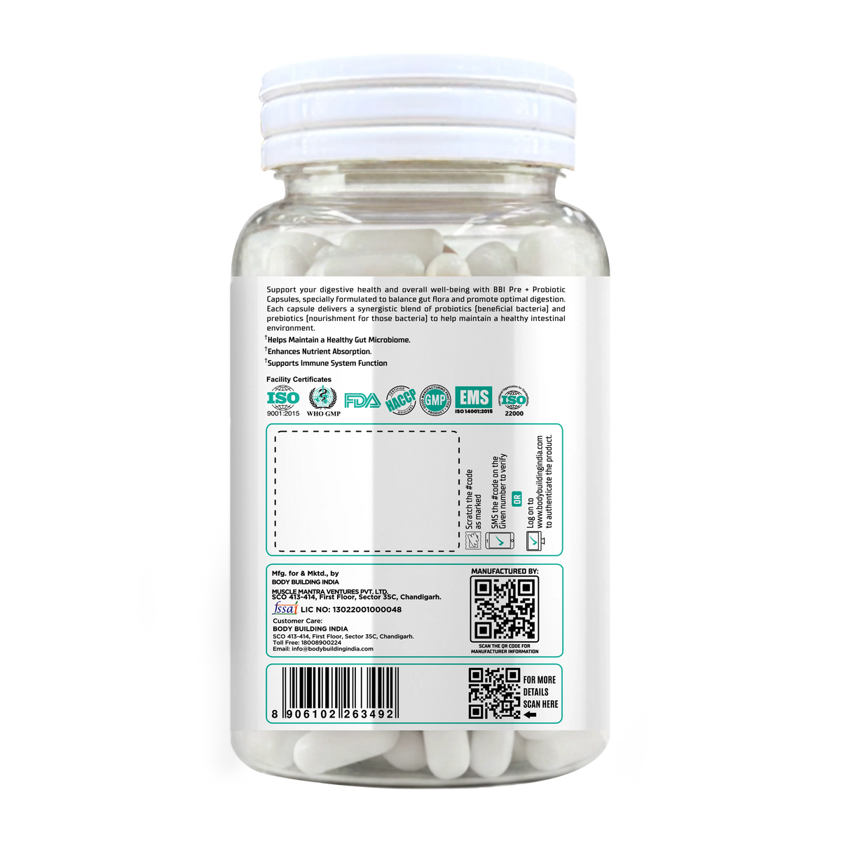 BBI Pre+Probiotic 3 Billion CFU - Supports Healthy Digestion, Weight & Metabolism Support | 60caps Product vendor