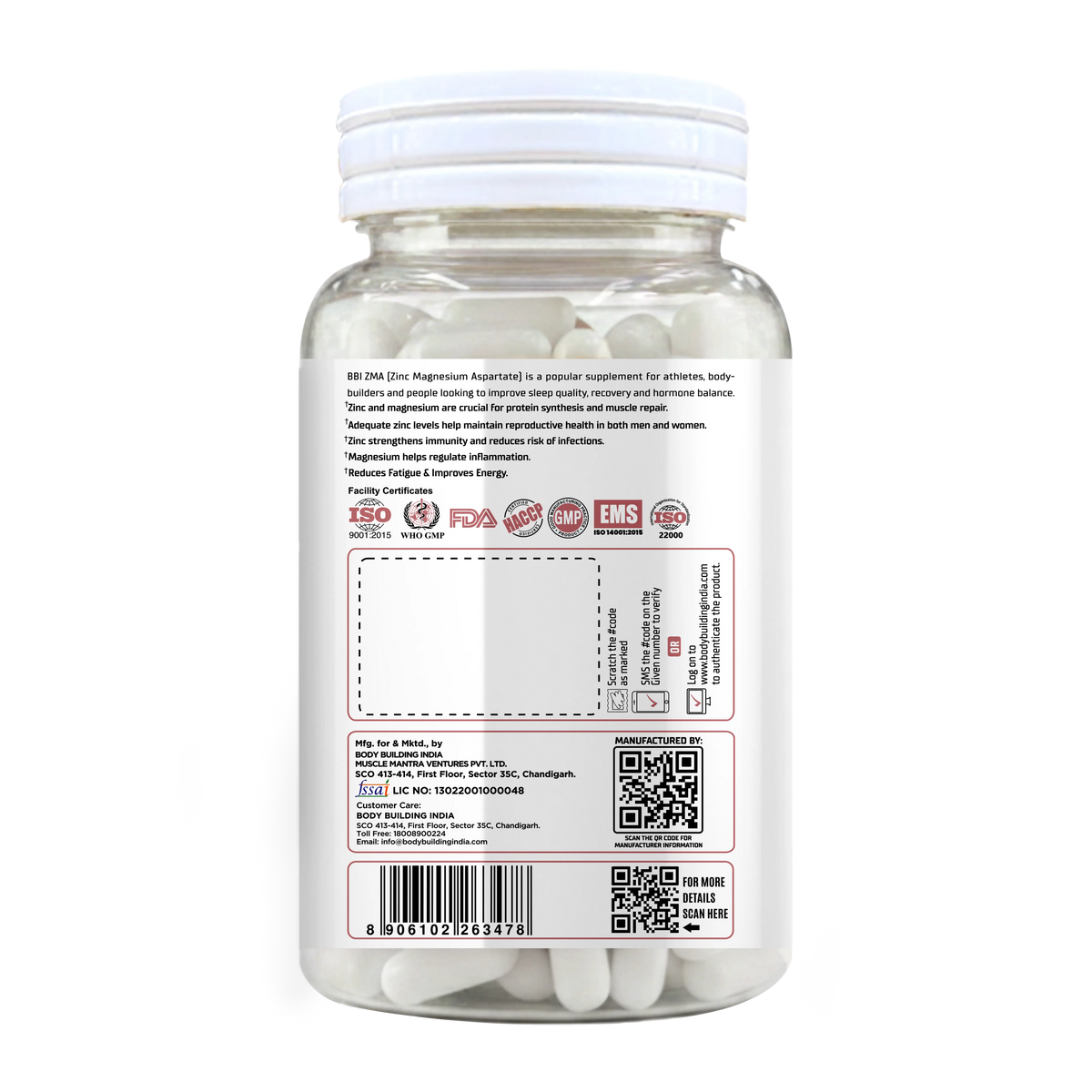 BBI ZMA Capsules (Zinc & Magnesium) – Muscle Recovery, Strength & Sleep Support (60 Capsules) Product vendor