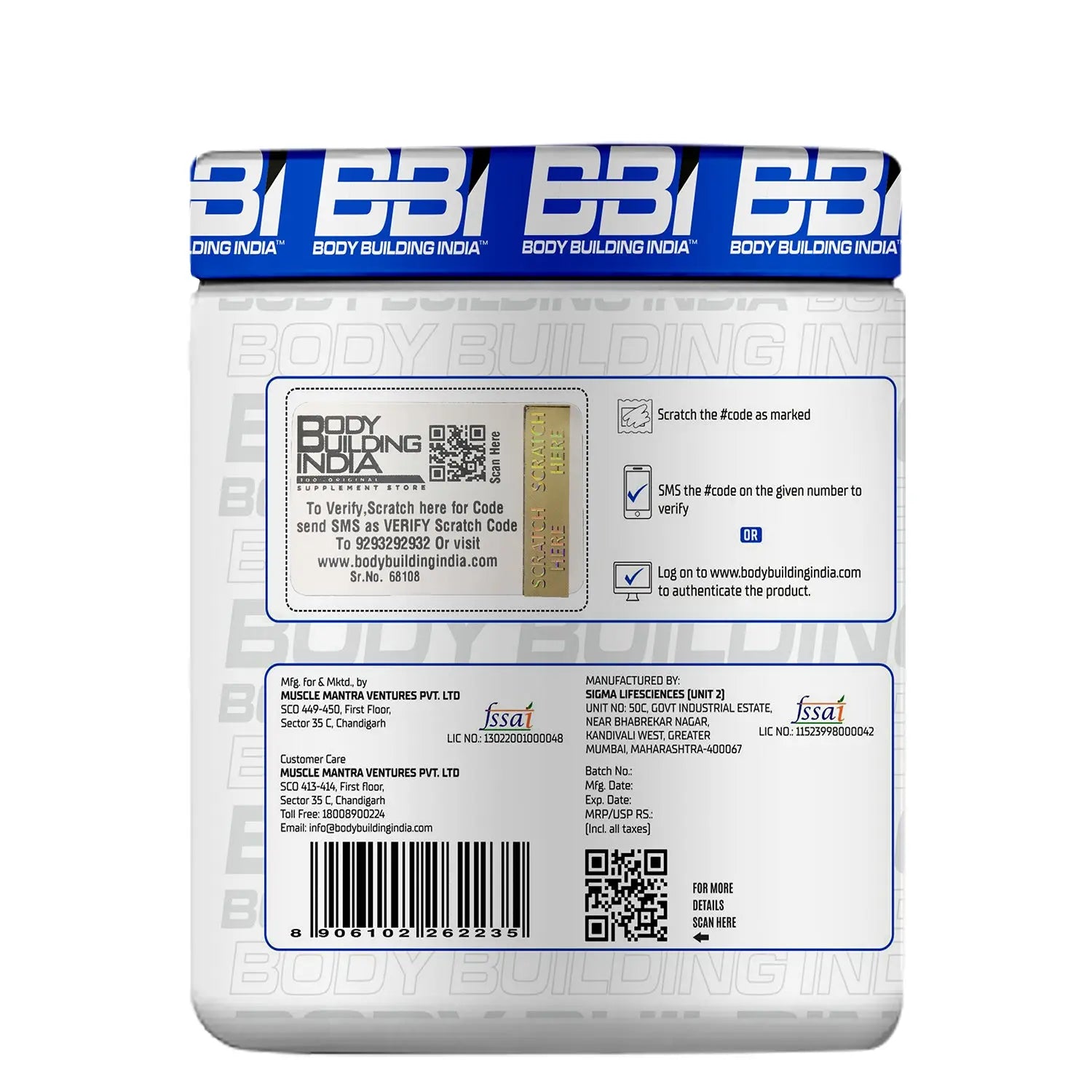 Body Building India BBI BCAA 180g Product vendor