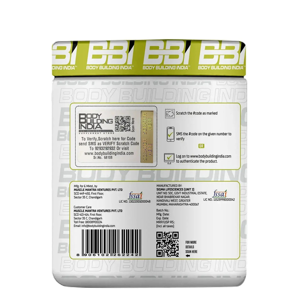 Body Building India BBI BCAA 180g Product vendor