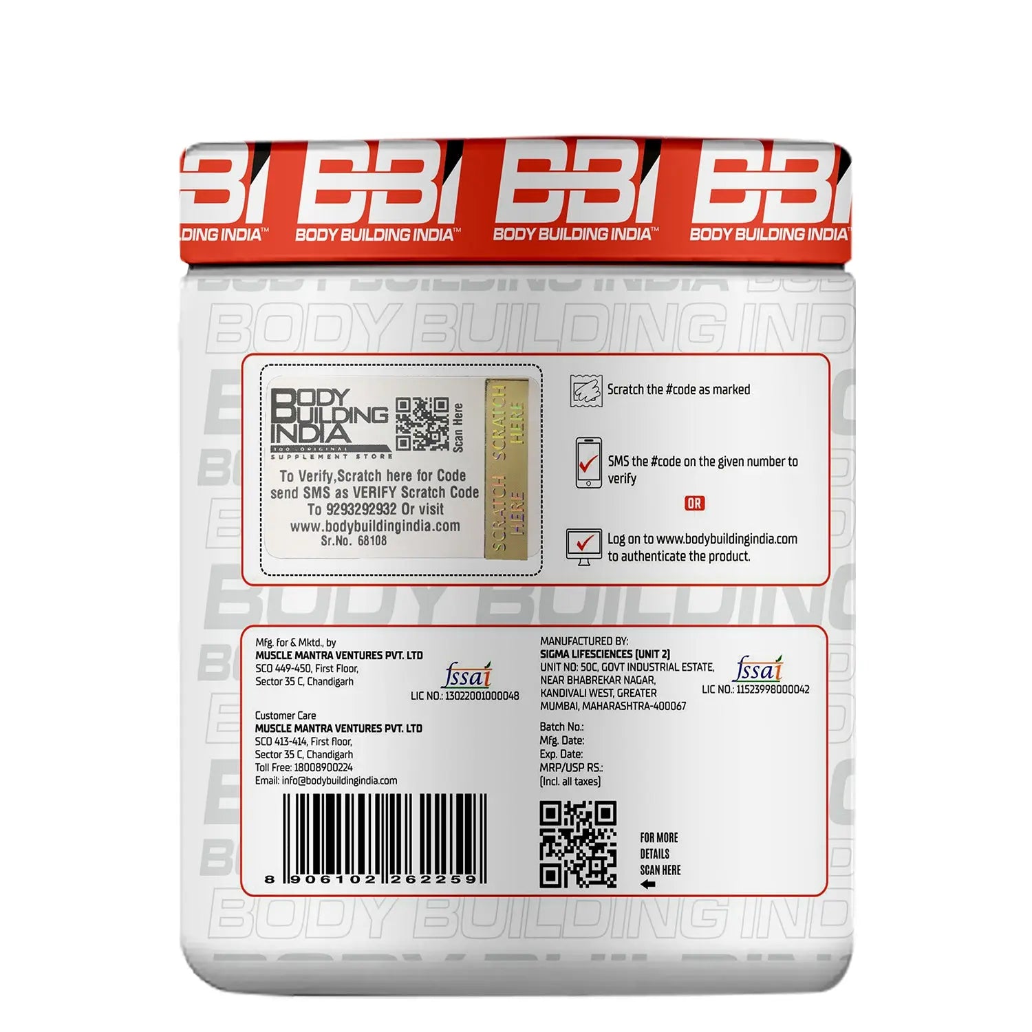 Body Building India BBI BCAA 180g Product vendor