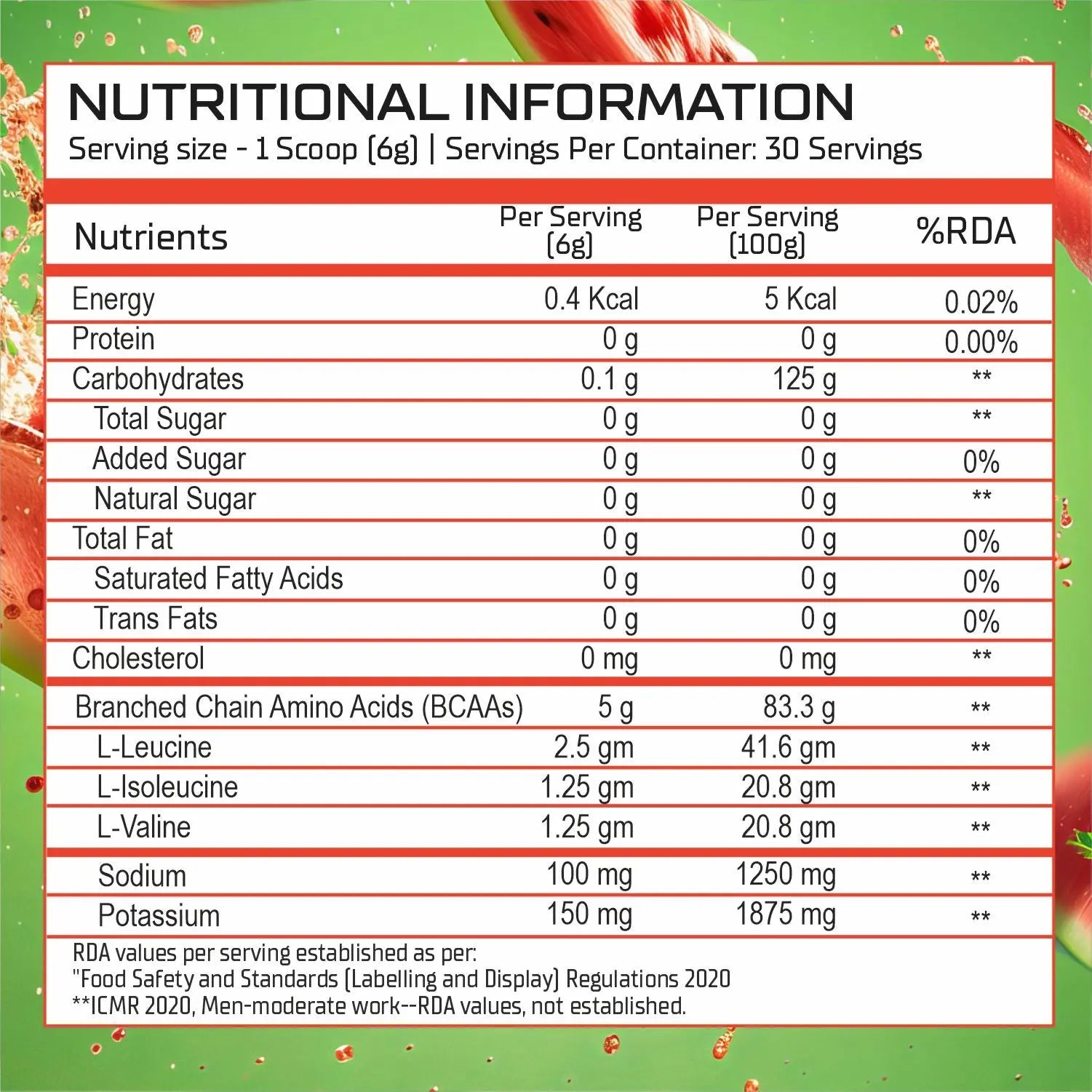 Body Building India BBI BCAA 180g Product vendor