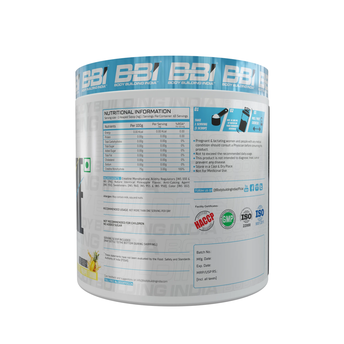 Body Building India BBI Creatine Product vendor