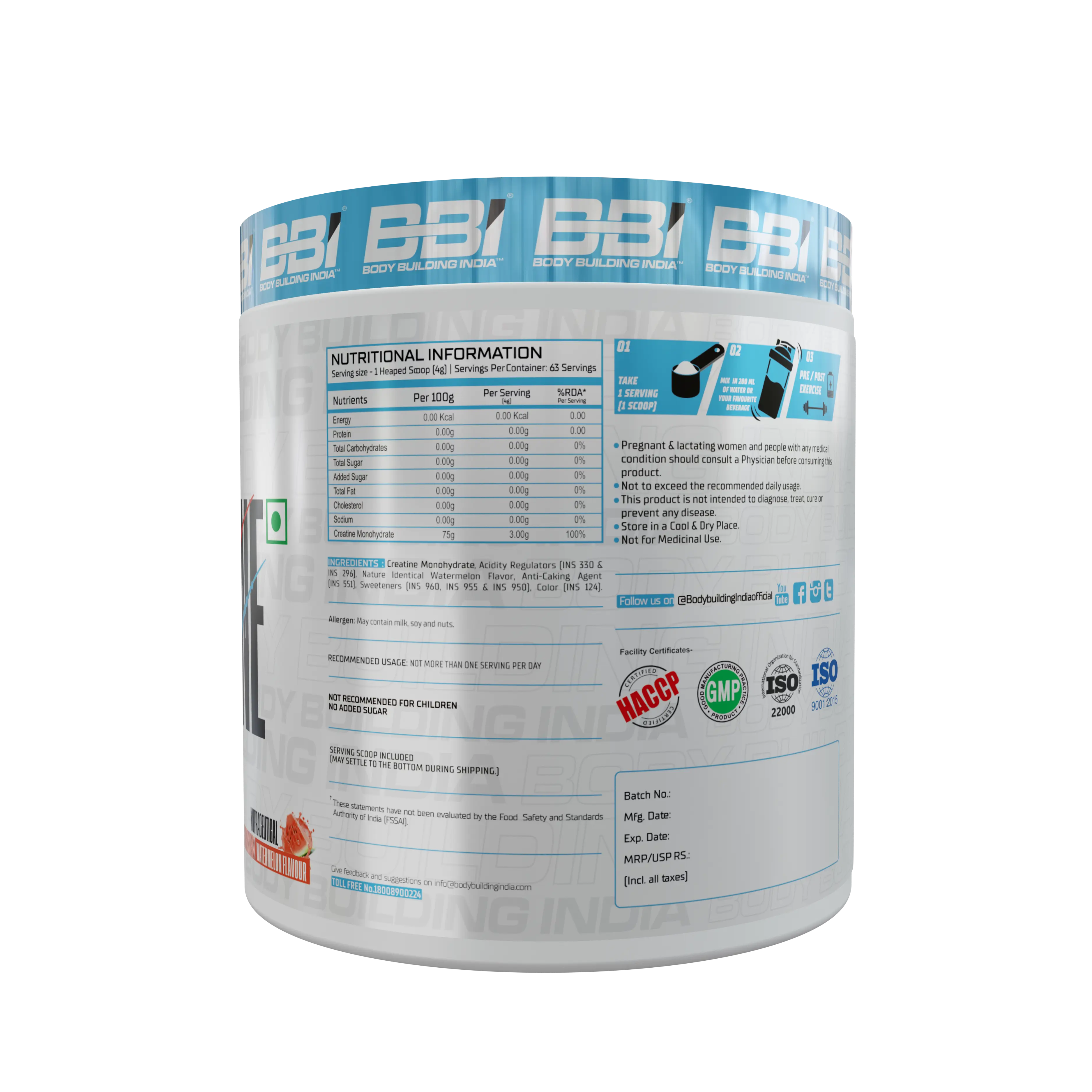Body Building India BBI Creatine Product vendor