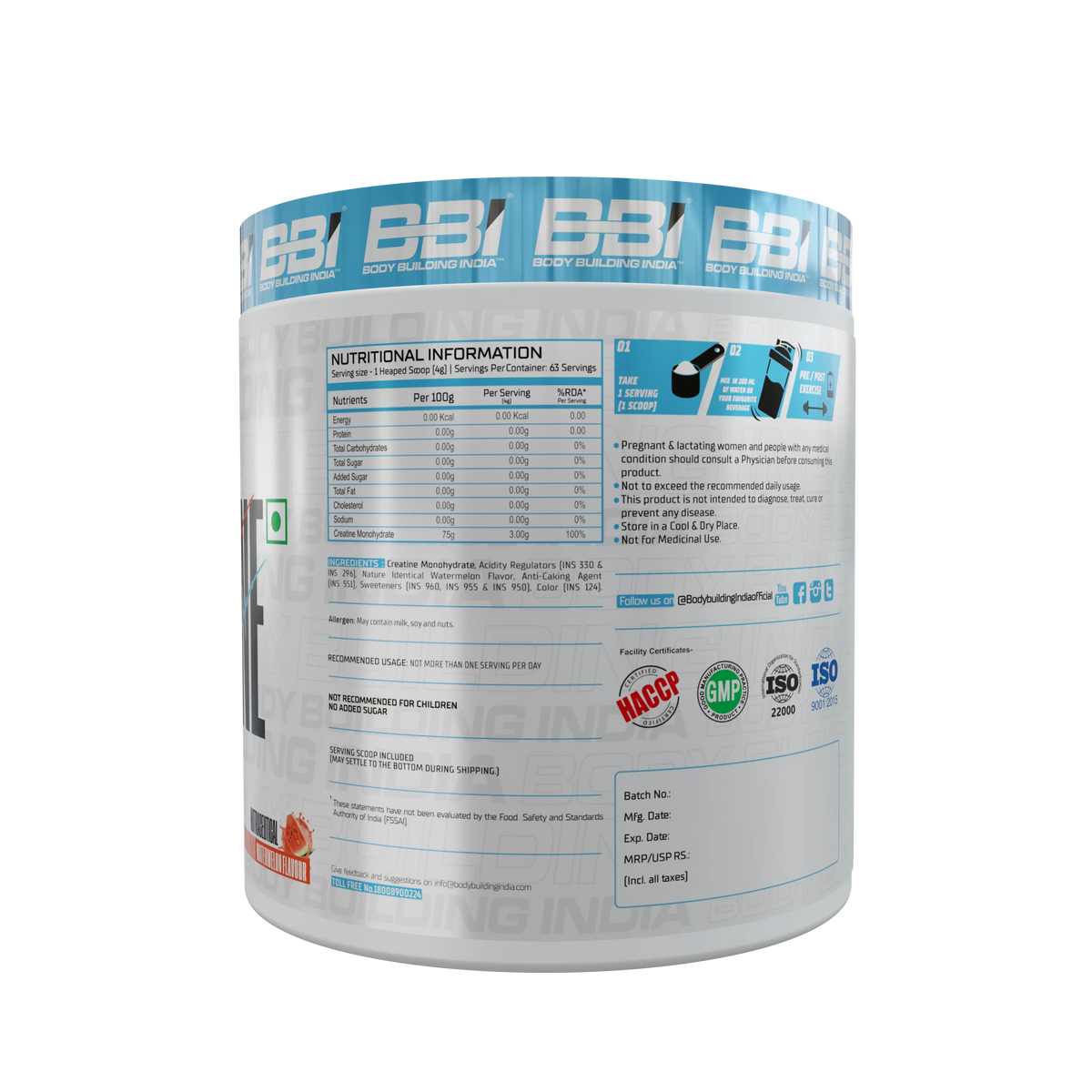 Body Building India BBI Creatine Product vendor