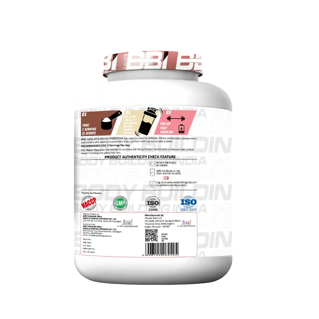 Body Building India BBI ISOLATE Whey Protein Isolate | 24gm Protein Product vendor