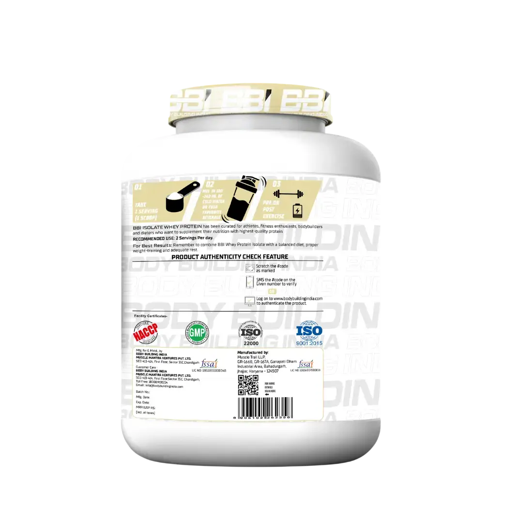 Body Building India BBI ISOLATE Whey Protein Isolate | 24gm Protein Product vendor