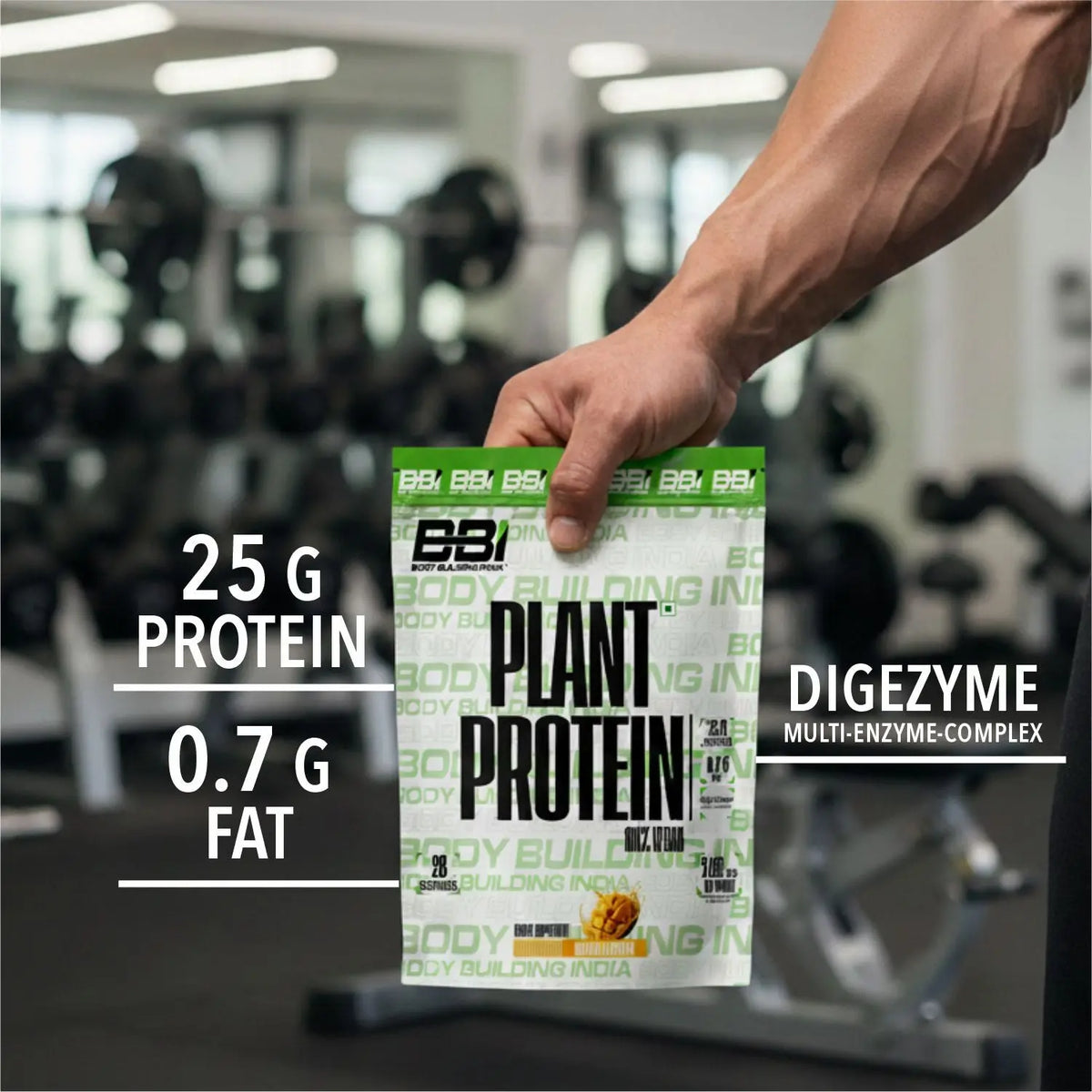 Body Building India BBI Plant Protein | Pea Protein Isolate & Brown Rice Protein | Added Vitamins and Minerals| Added Digizyme digestive enzymes| 2lbs Product vendor