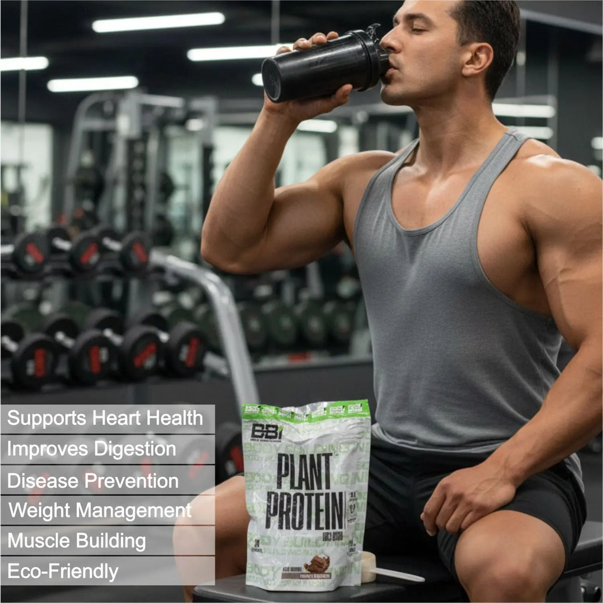 Body Building India BBI Plant Protein | Pea Protein Isolate & Brown Rice Protein | Added Vitamins and Minerals| Added Digizyme digestive enzymes| 2lbs Product vendor
