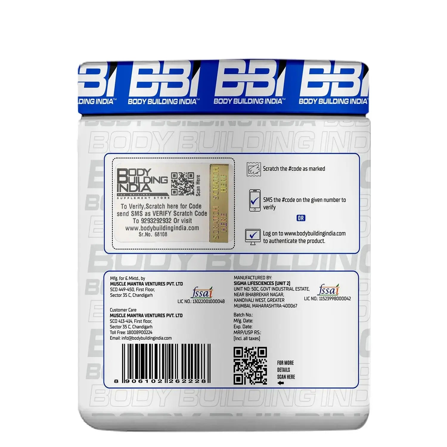 Body Building India BBI Pre-Workout 240g Product vendor