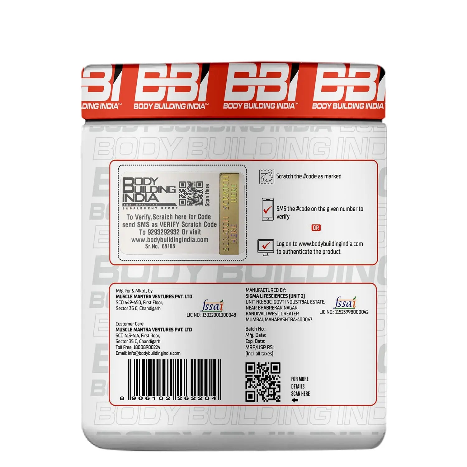 Body Building India BBI Pre-Workout 240g Product vendor