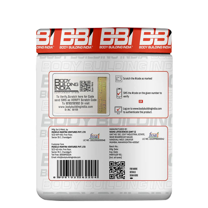 Body Building India BBI Pre-Workout 240g Product vendor