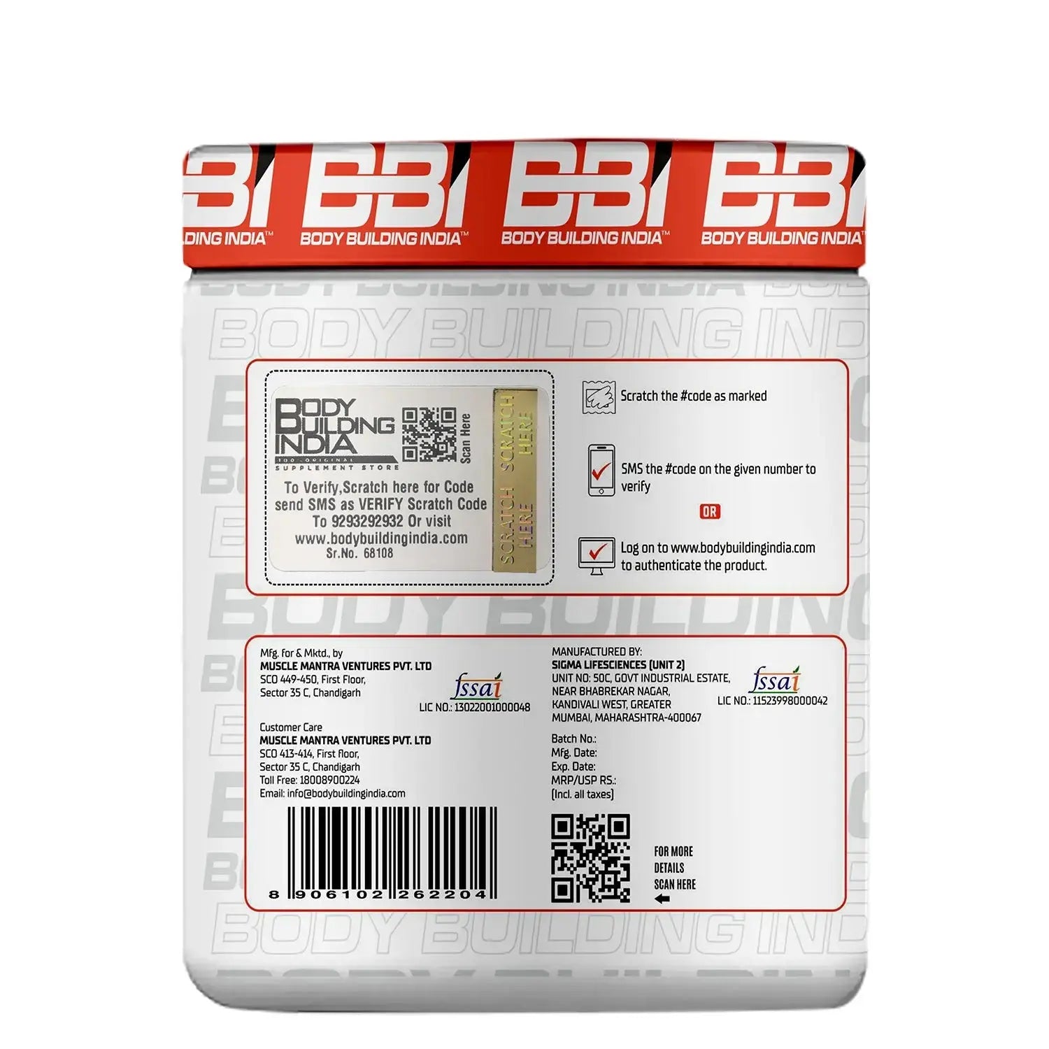 Body Building India BBI Pre-Workout 240g Product vendor