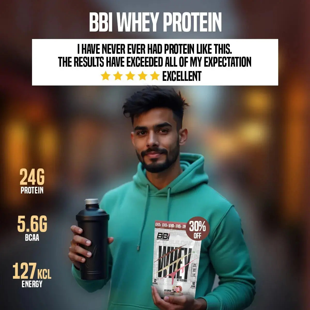 Body Building India BBI Whey Protein Powder | 24gm Protein | Whey Isolate Primary Source Product vendor