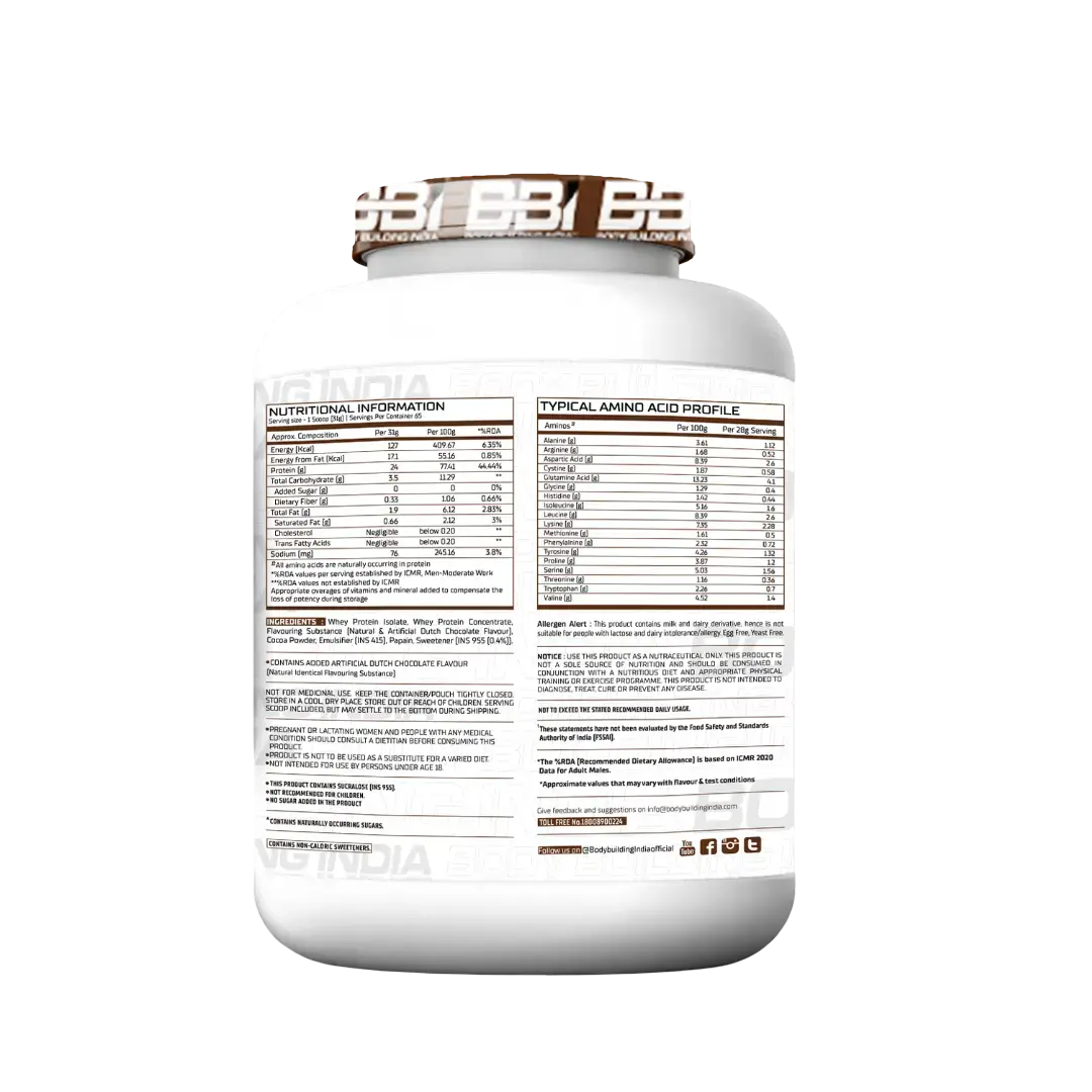 Body Building India BBI Whey Protein Powder | 24gm Protein | Whey Isolate Primary Source Product vendor