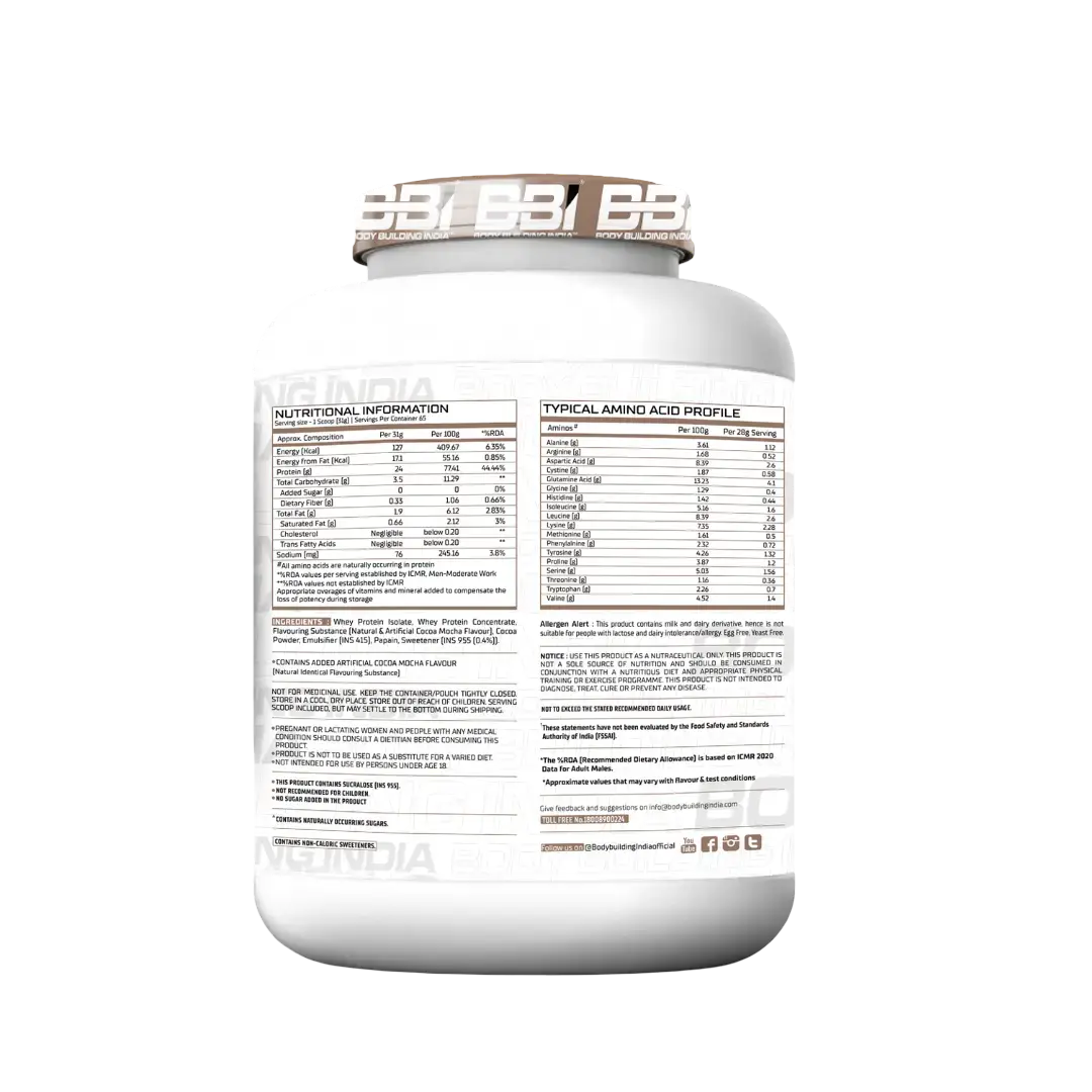 Body Building India BBI Whey Protein Powder | 24gm Protein | Whey Isolate Primary Source Product vendor