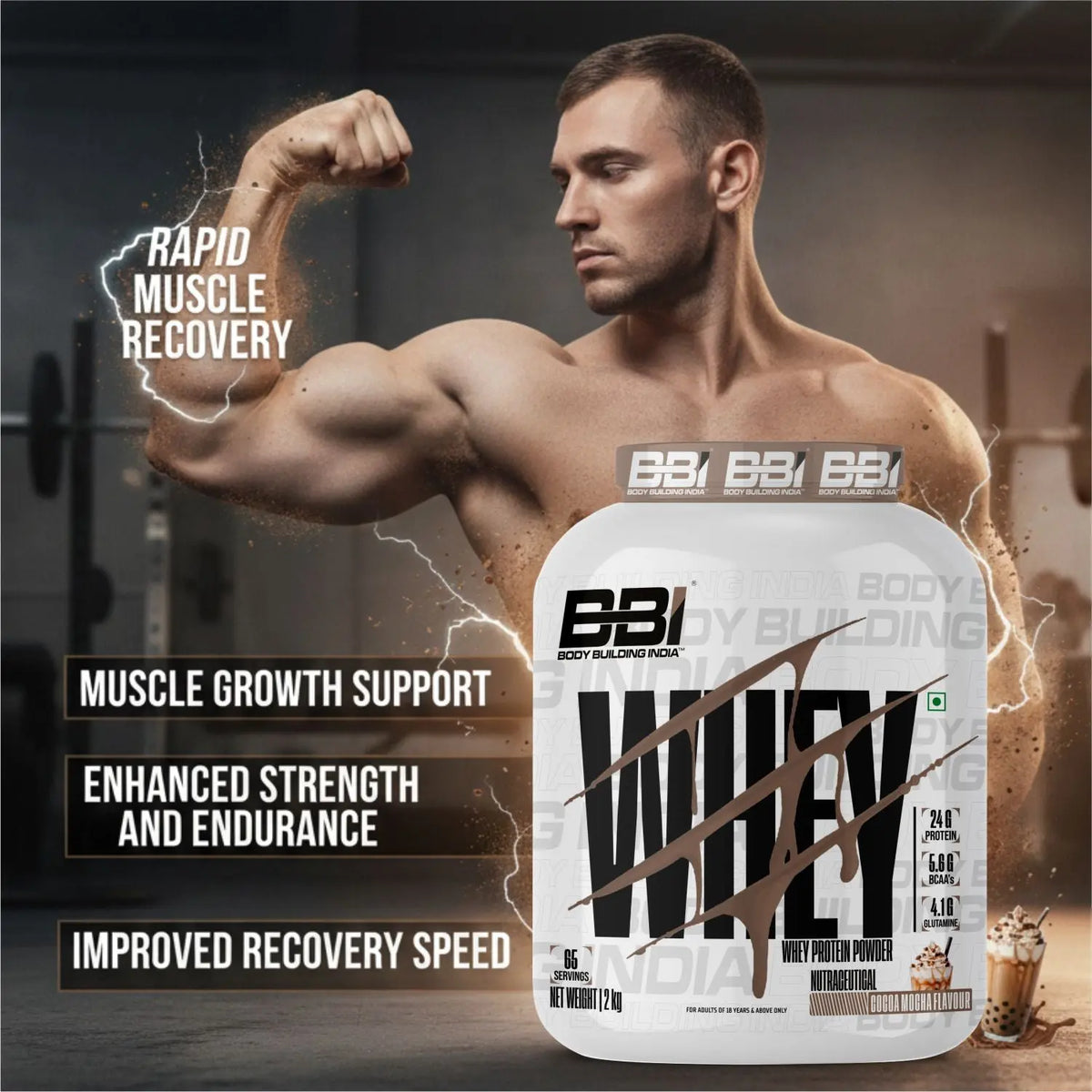 Body Building India BBI Whey Protein Powder | 24gm Protein | Whey Isolate Primary Source Product vendor