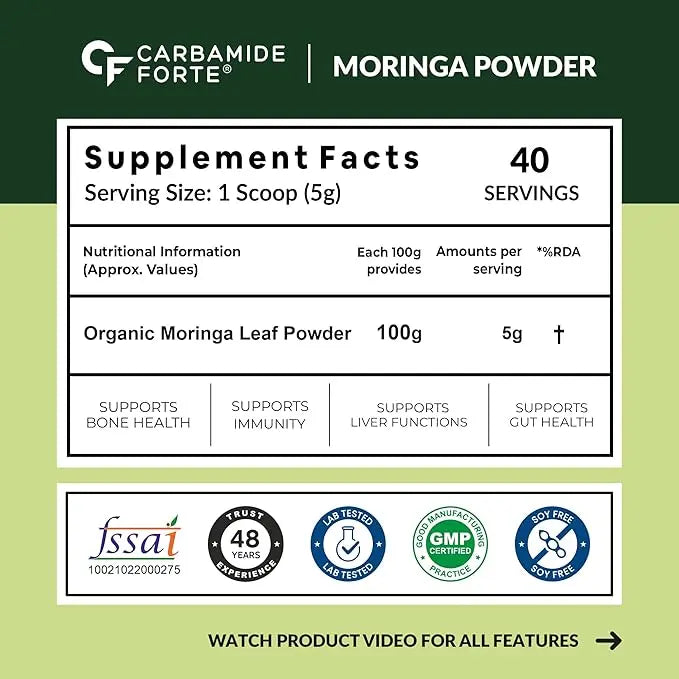 Carbamide Forte 100% Organic Moringa Powder 200g Product vendor