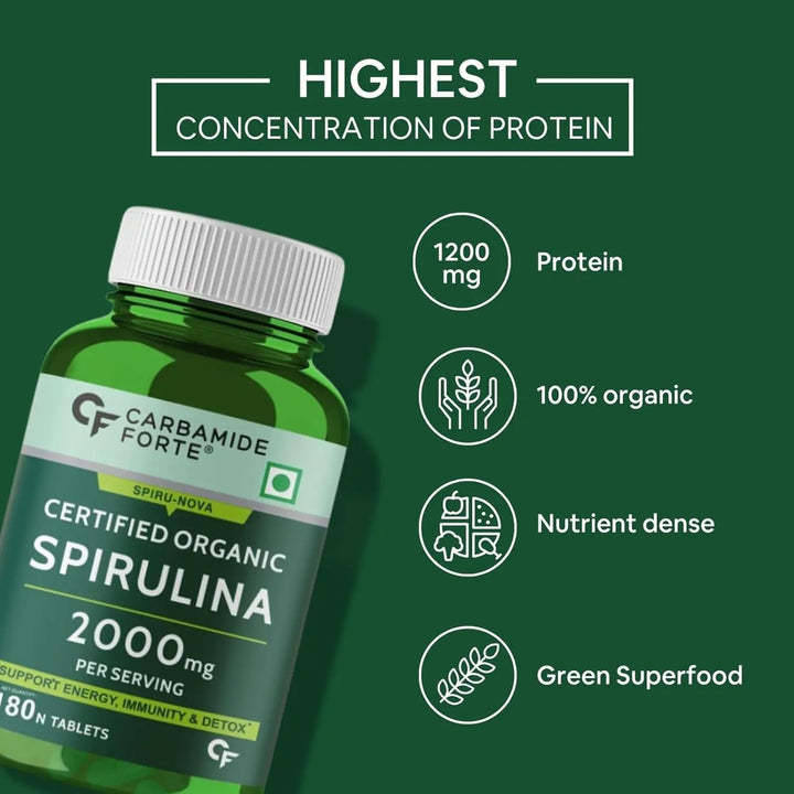 Carbamide Forte 100% Organic Spirulina Tablets 2000 mg | 180 Tablets Product vendor