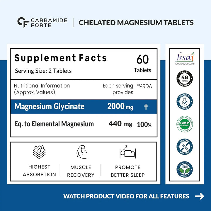 Carbamide Forte Chelated Magnesium Glycinate | 60 Veg Tablets Product vendor