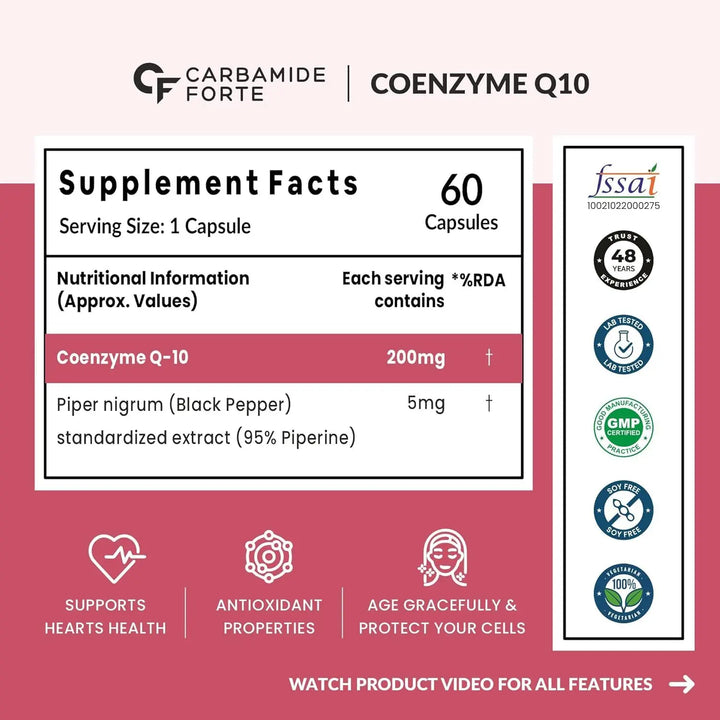 Carbamide Forte Coenzyme Q10 (CoQ10) 200mg with Piperine 5mg (60 Capsules) Product vendor