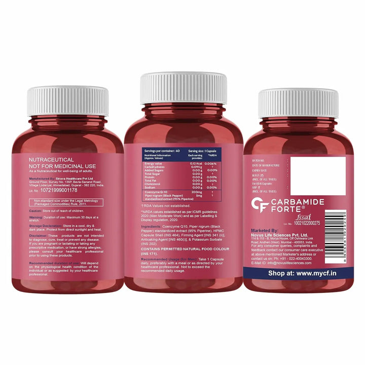 Carbamide Forte Coenzyme Q10 (CoQ10) 200mg with Piperine 5mg (60 Capsules) Product vendor