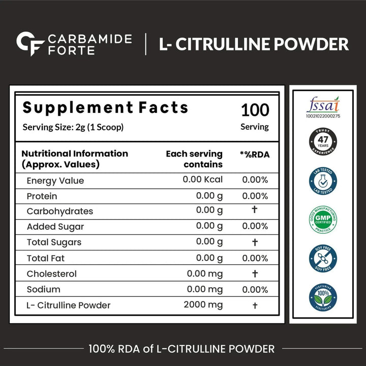 Carbamide Forte L Citrulline Powder 2000mg | 100 SERVINGS Product vendor