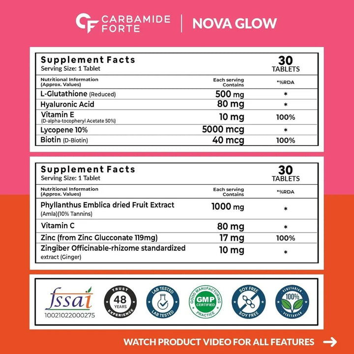 Carbamide Forte L-Glutathione 500mg Tablets with Vitamin C from Amla Extract |  30 Veg Tablets Each Product vendor